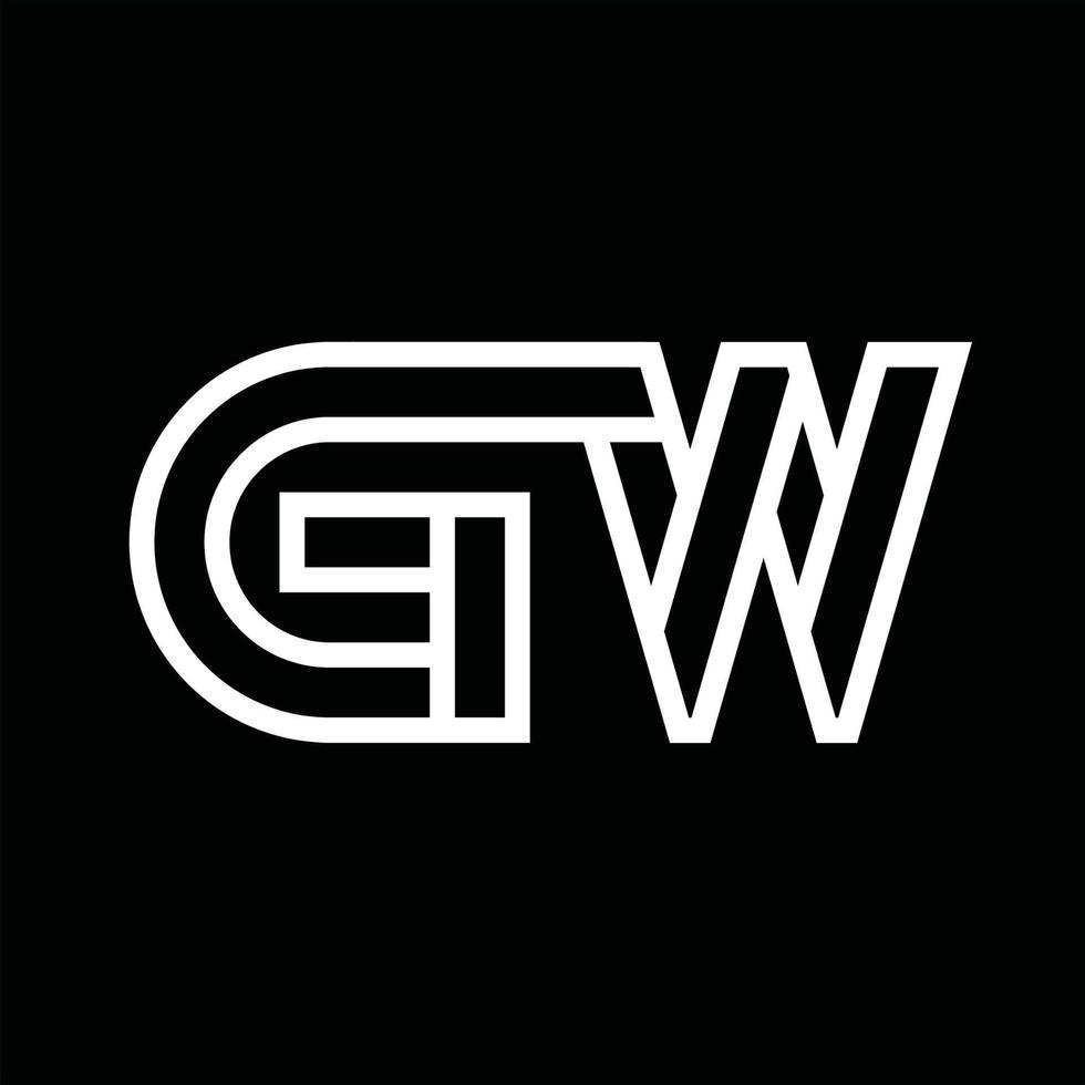 gw-Logo-Monogramm mit negativem Raum im Linienstil vektor