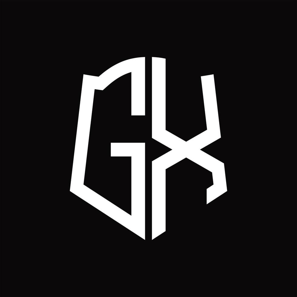 gx-Logo-Monogramm mit Band-Design-Vorlage in Schildform vektor