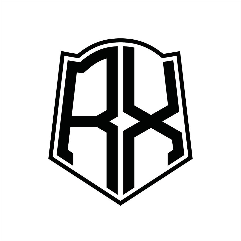 rx logotyp monogram med skydda form översikt design mall vektor