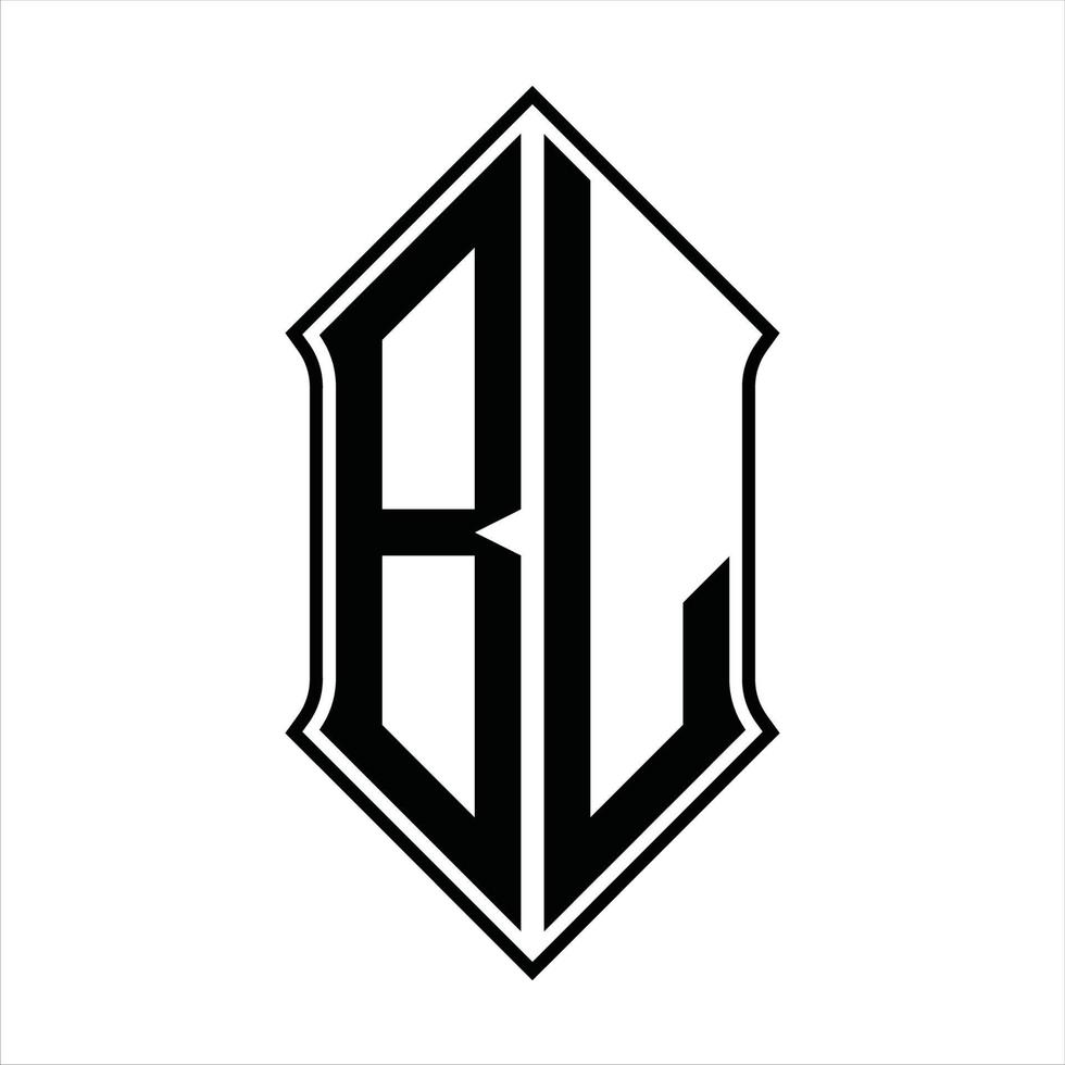 bl logotyp monogram med sköldform och översikt design mall vektor ikon abstrakt