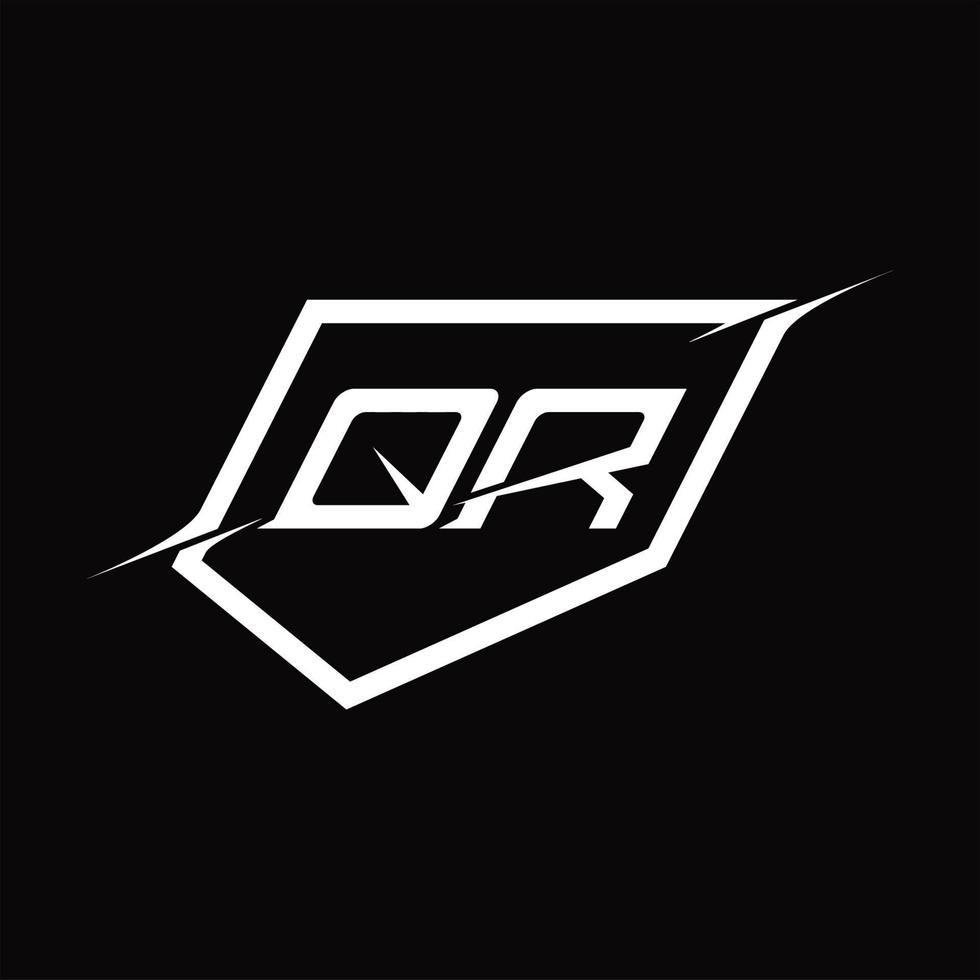 qr-logo-monogrammbuchstabe mit schild- und scheibenstildesign vektor