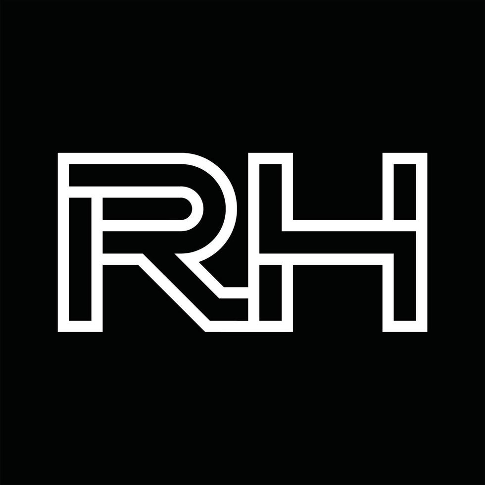 rh logotyp monogram med linje stil negativ Plats vektor