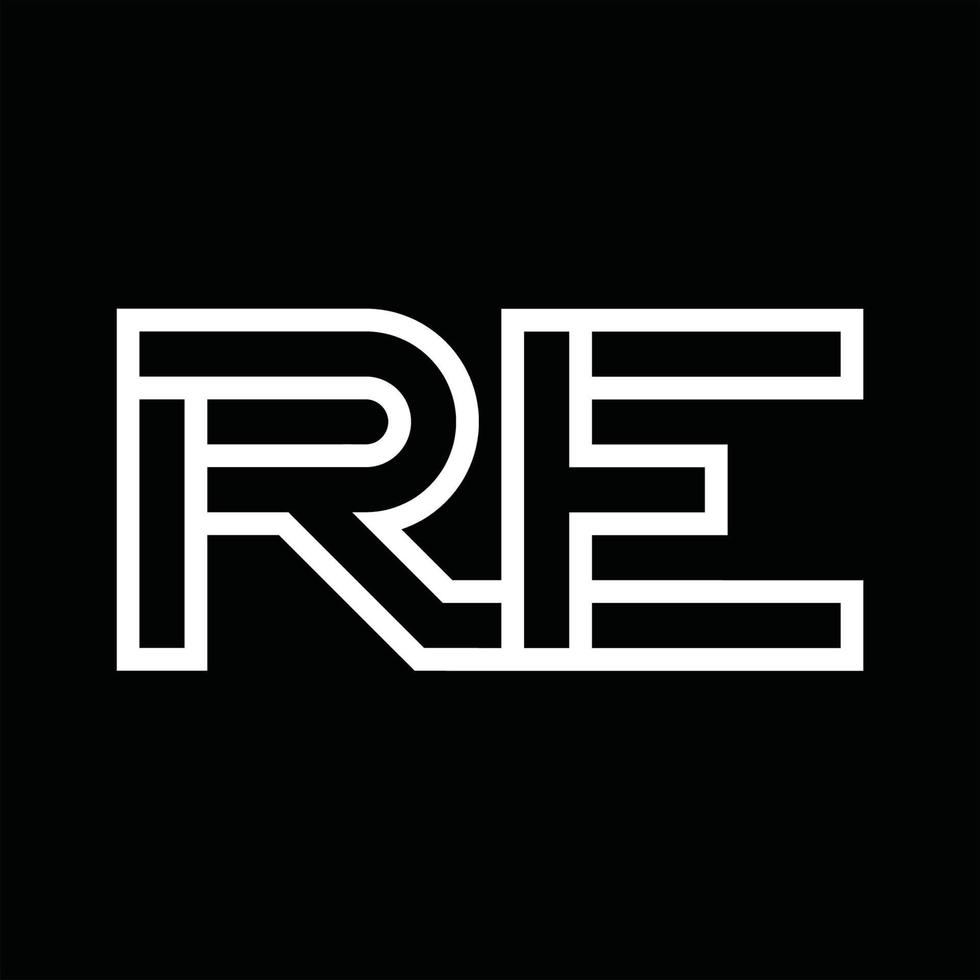 Re-Logo-Monogramm mit negativem Raum im Linienstil vektor