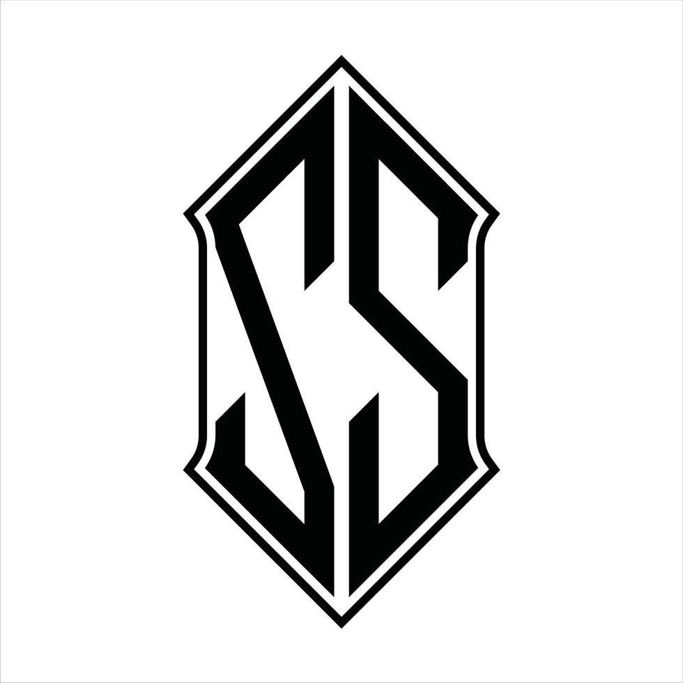 zs-Logo-Monogramm mit Schildform und Umriss-Design-Vorlage Vektorsymbol abstrakt vektor