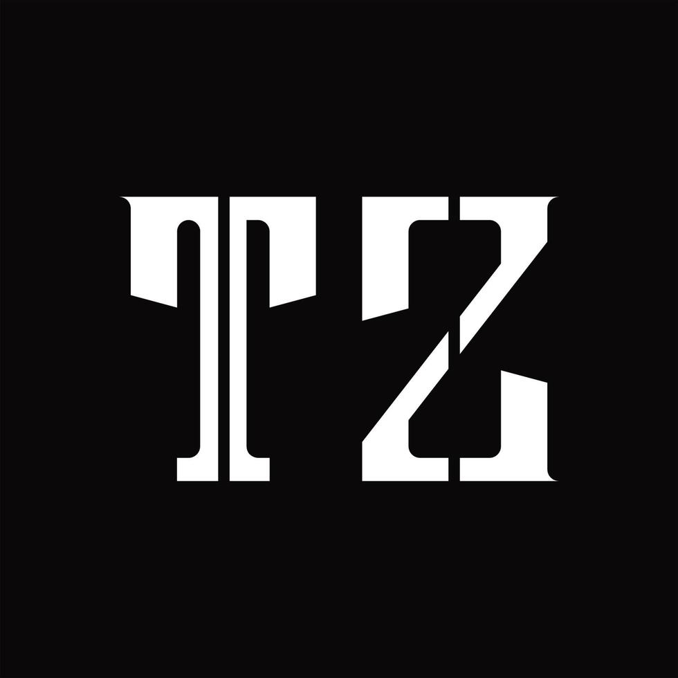 tz logotyp monogram med mitten skiva design mall vektor