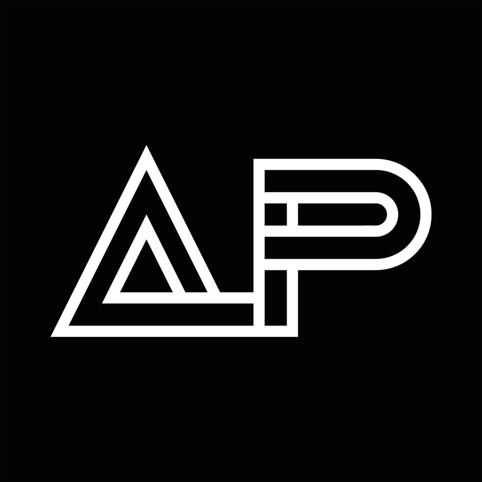 ap-Logo-Monogramm mit negativem Raum im Linienstil vektor