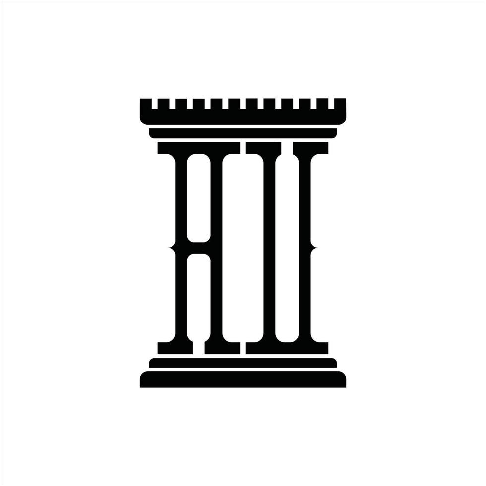 Au-Logo-Monogramm mit Säulenform-Designvorlage vektor