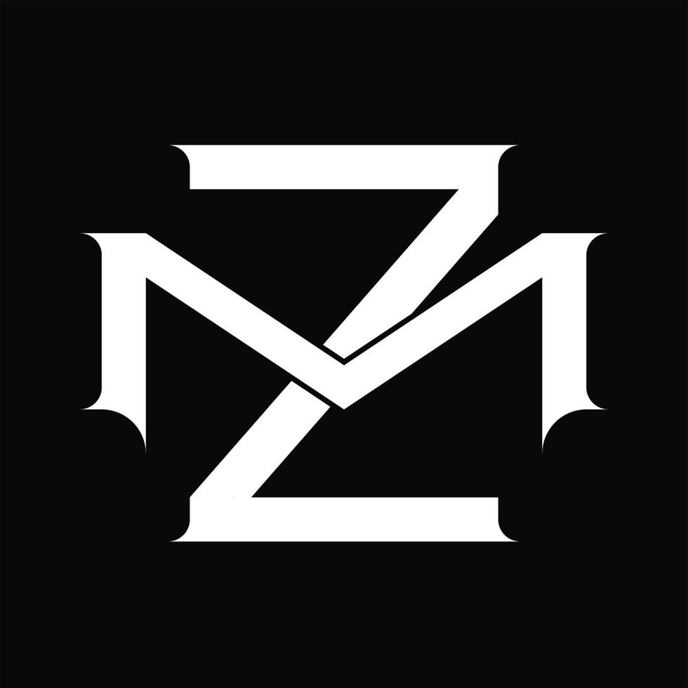 mz-Logo-Monogramm mit überlappender Vintage-Designvorlage im verknüpften Stil vektor