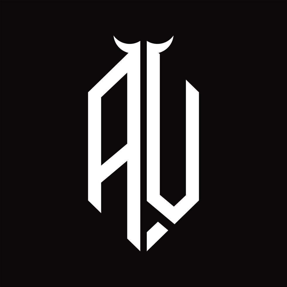 AV-Logo-Monogramm mit hornförmiger, isolierter Schwarz-Weiß-Designvorlage vektor