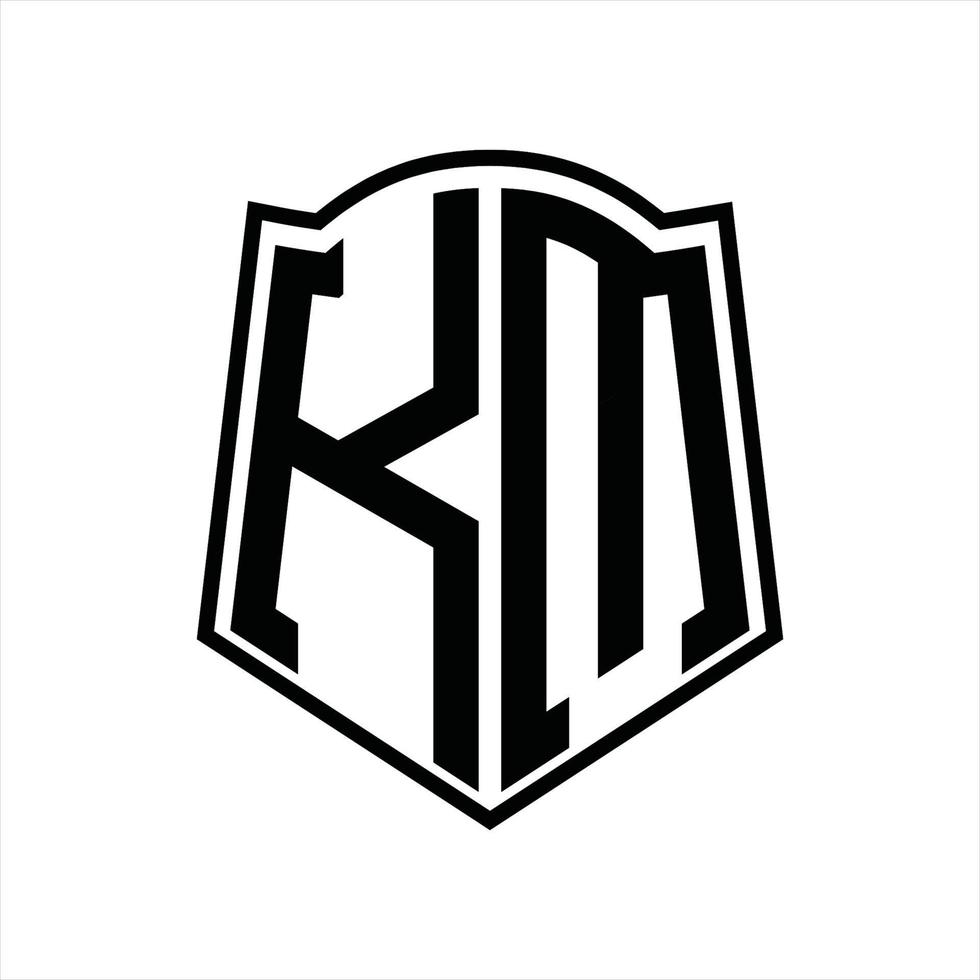 km-Logo-Monogramm mit Schildform-Entwurfsvorlage vektor