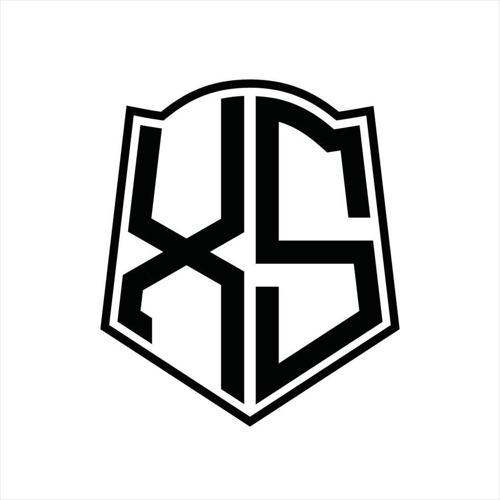 xs logotyp monogram med skydda form översikt design mall vektor