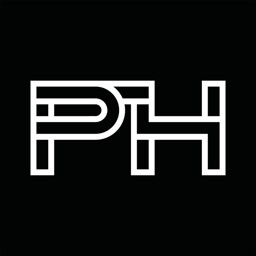 ph logotyp monogram med linje stil negativ Plats vektor