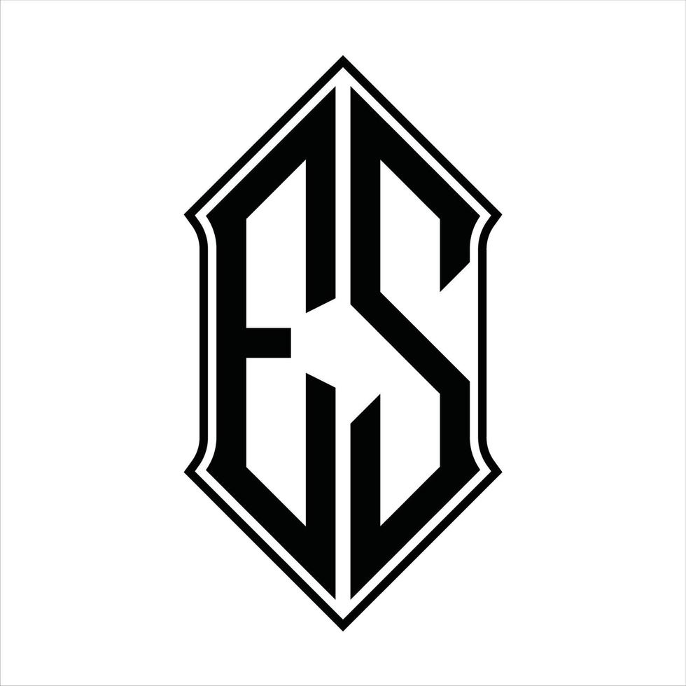 es logotyp monogram med sköldform och översikt design mall vektor ikon abstrakt