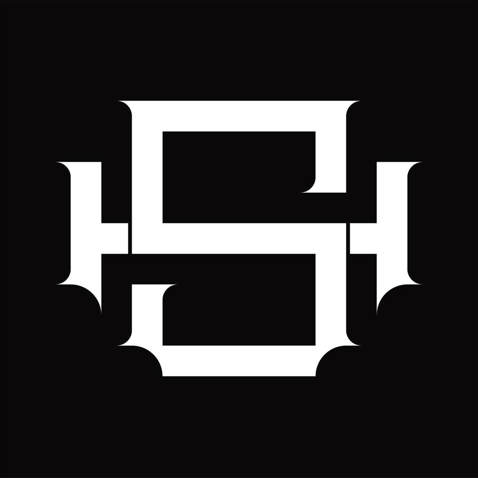 hs logotyp monogram med årgång överlappande länkad stil design mall vektor