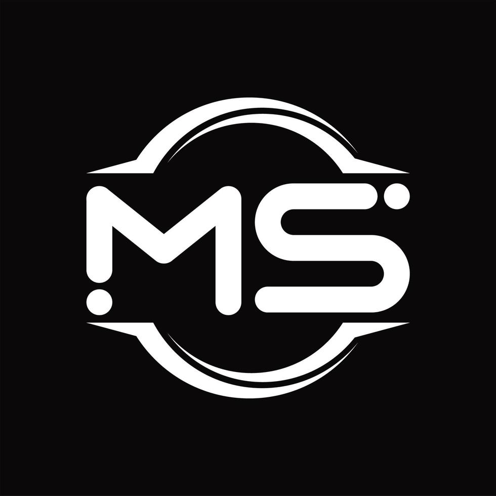ms-Logo-Monogramm mit Kreis abgerundeter Scheibenform-Designvorlage vektor