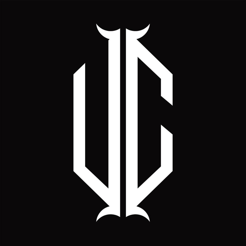 uc logotyp monogram med horn form design mall vektor