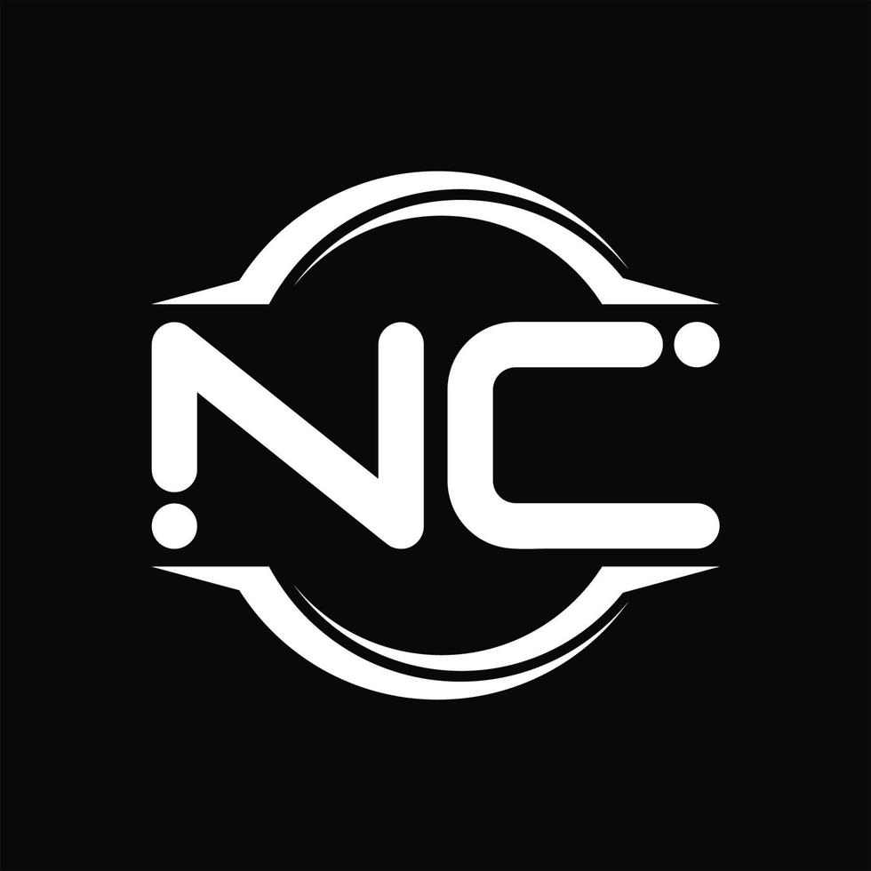 nc logotyp monogram med cirkel avrundad skiva form design mall vektor