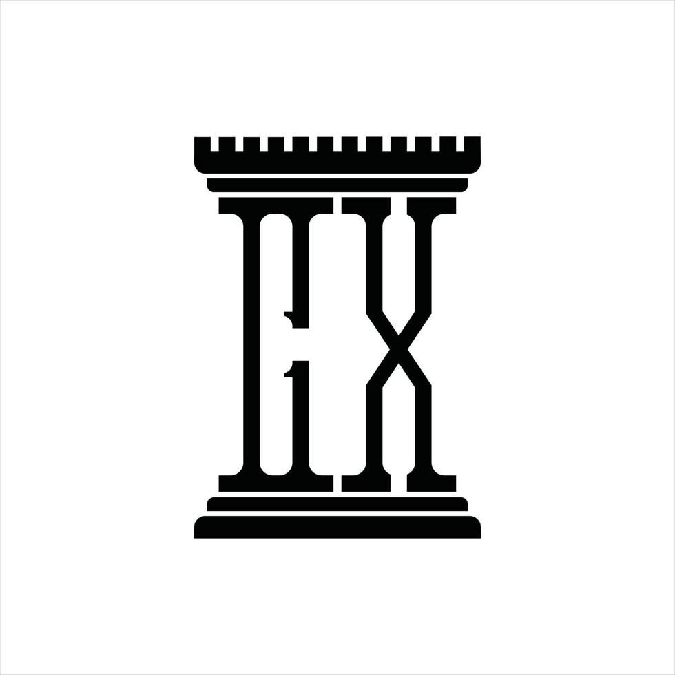 cx logotyp monogram med pelare form design mall vektor