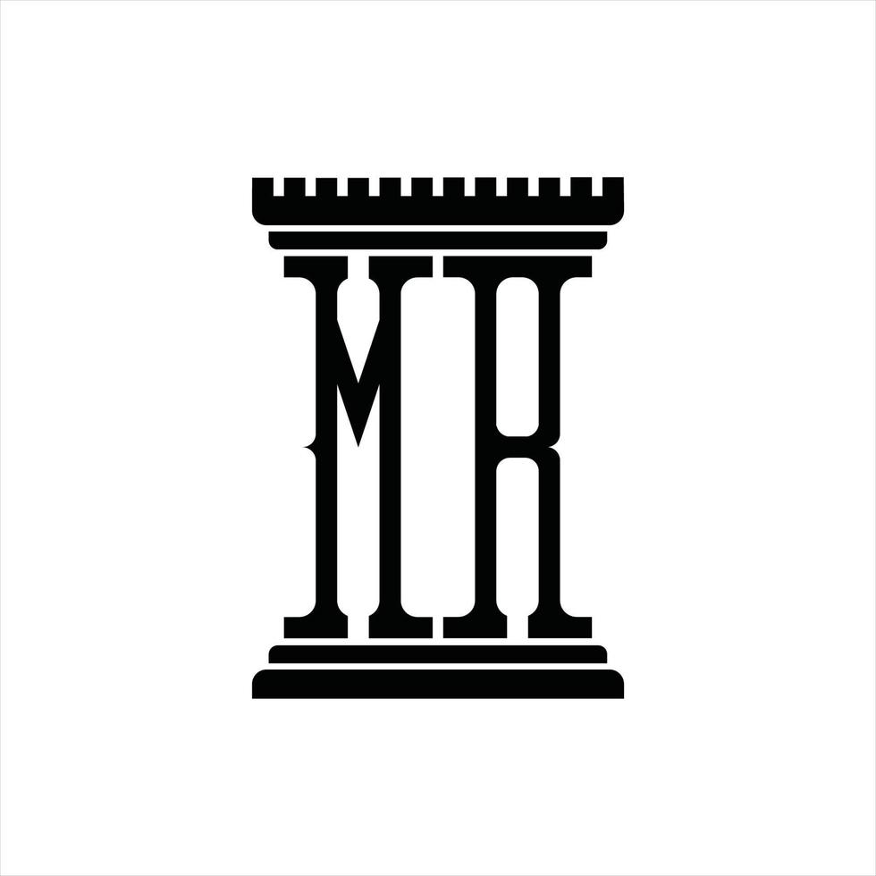 mr-logo-monogramm mit säulenform-designvorlage vektor