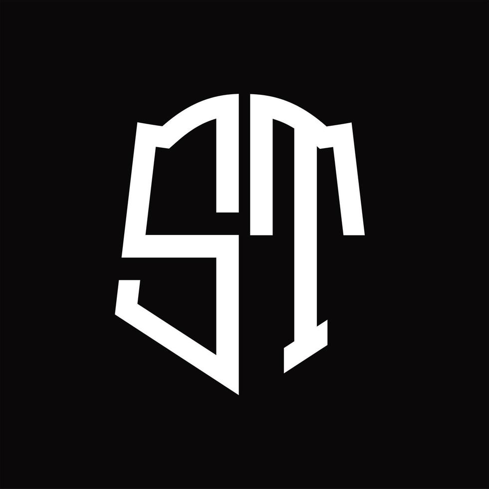 st-logo-monogramm mit schildform-band-design-vorlage vektor