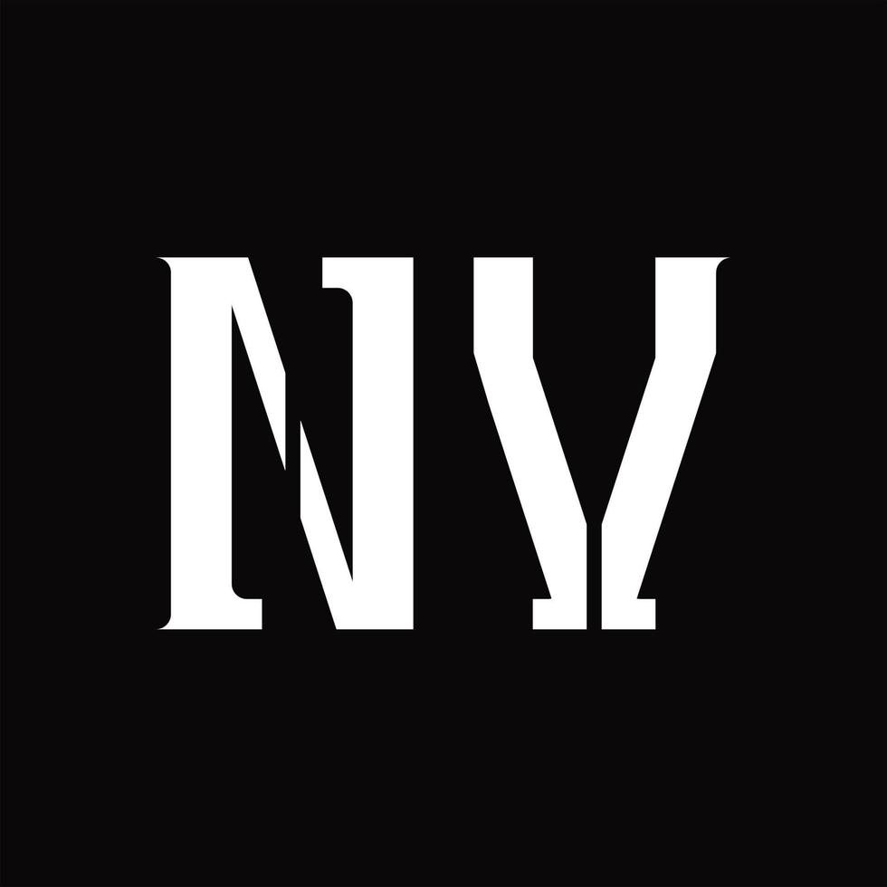 nv logotyp monogram med mitten skiva design mall vektor