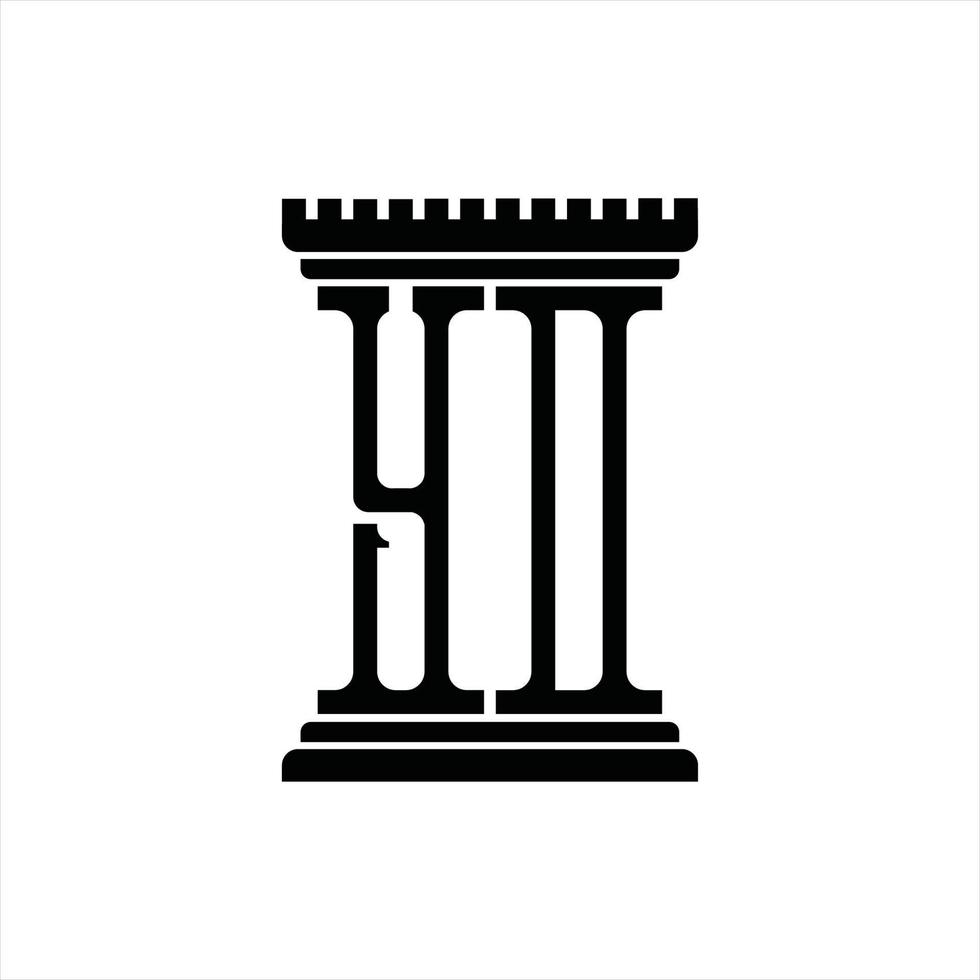 yd-Logo-Monogramm mit Designvorlage in Säulenform vektor