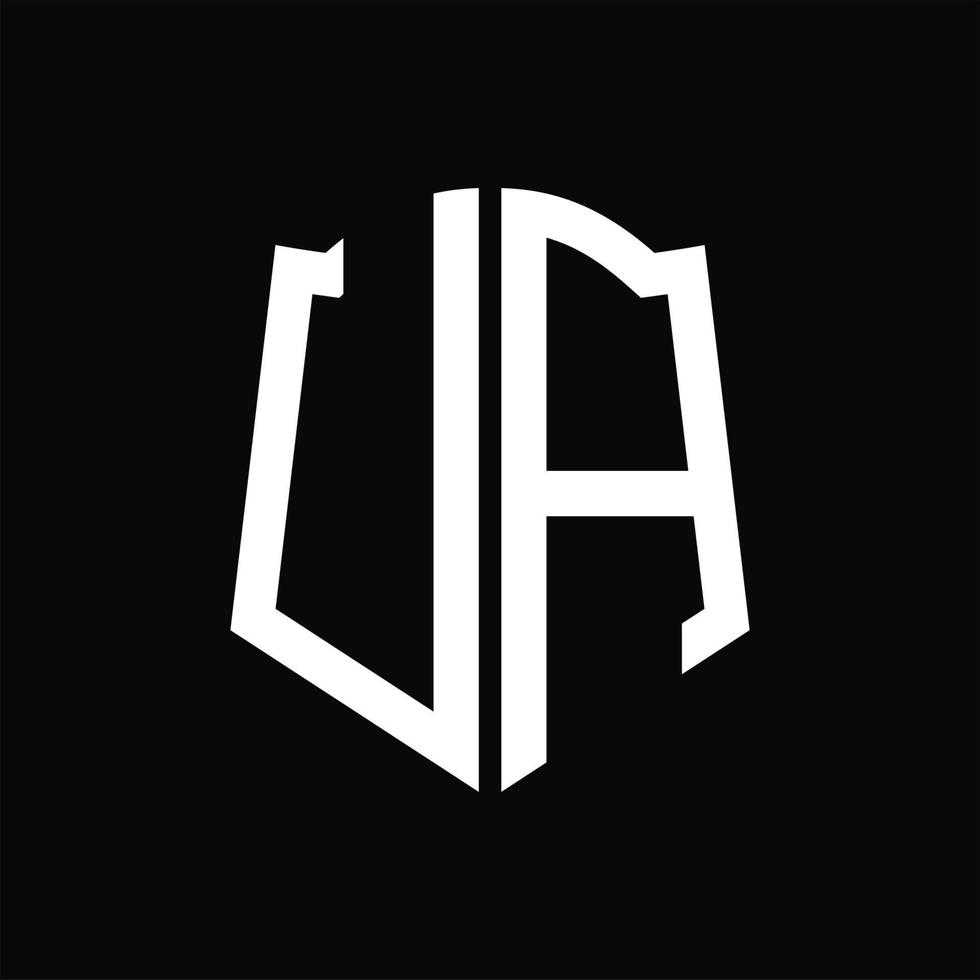 ua-Logo-Monogramm mit Band-Design-Vorlage in Schildform vektor