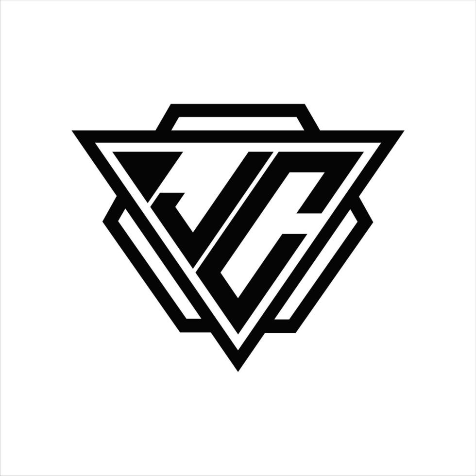 jc logotyp monogram med triangel och sexhörning mall vektor