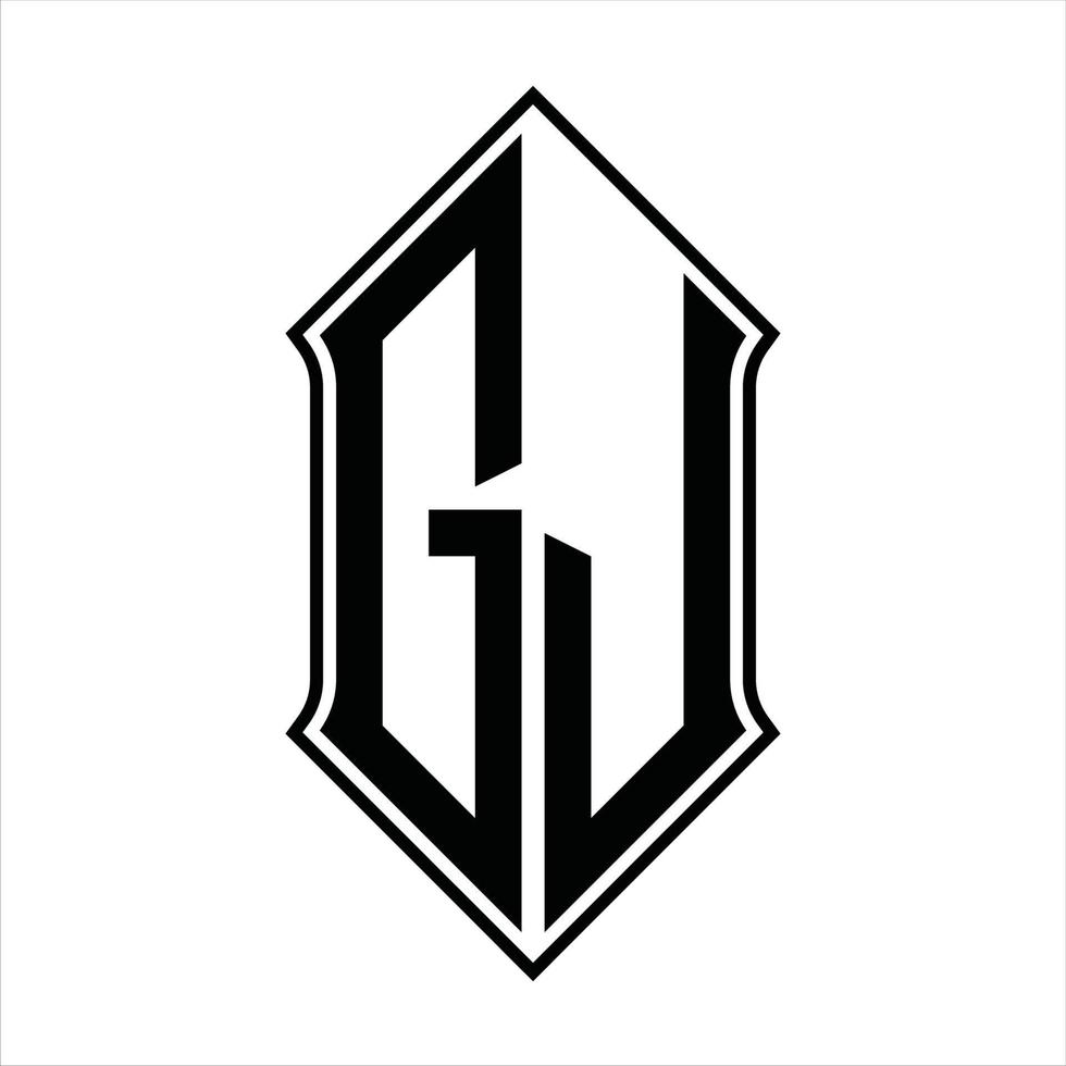 gj-Logo-Monogramm mit Schildform und Umriss-Design-Vorlage Vektorsymbol abstrakt vektor