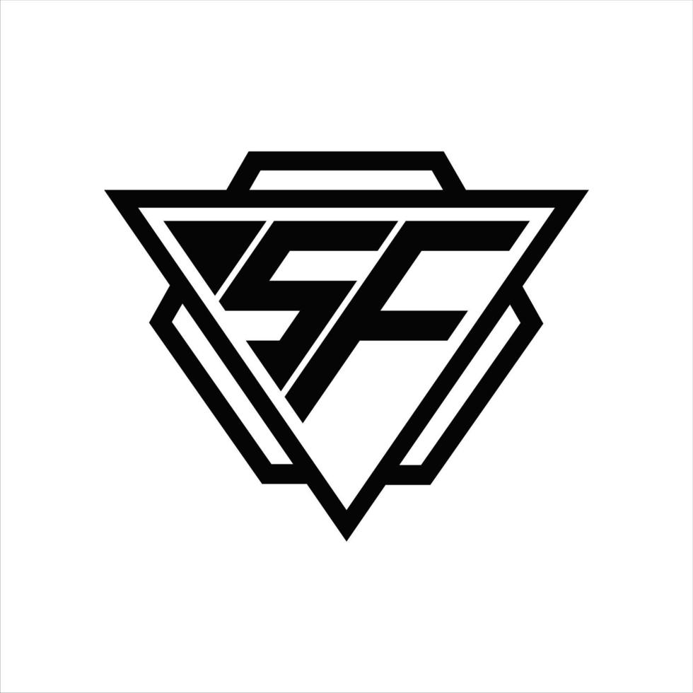 sf-Logo-Monogramm mit Dreieck und Sechseck-Vorlage vektor
