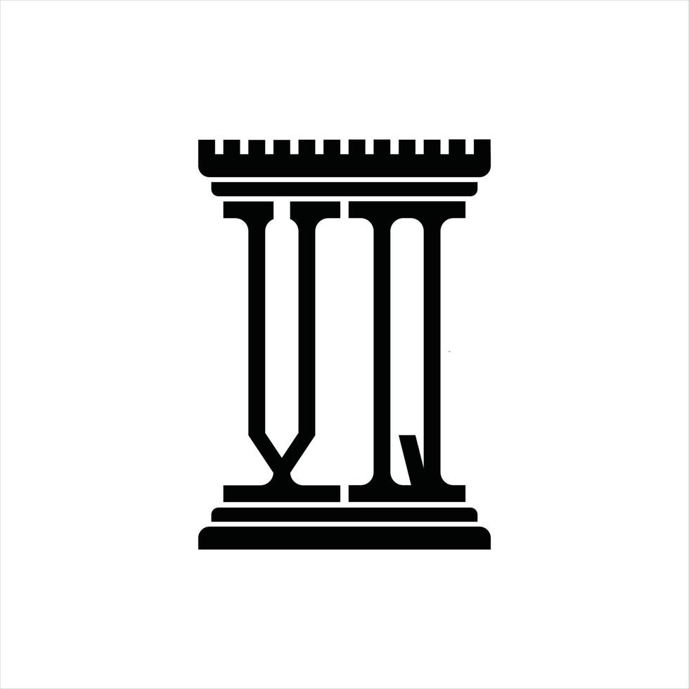 vq logotyp monogram med pelare form design mall vektor