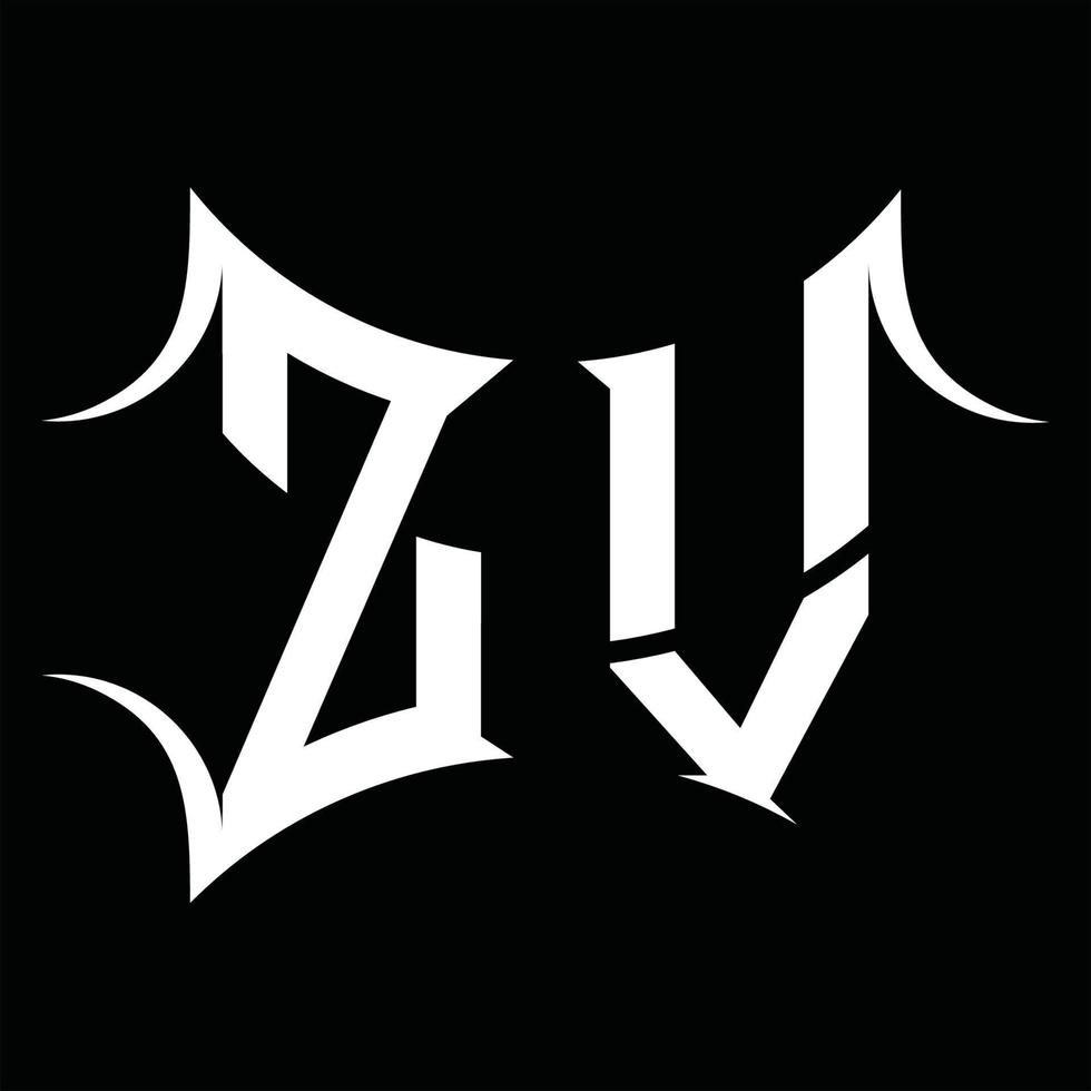 zv-Logo-Monogramm mit abstrakter Form-Design-Vorlage vektor