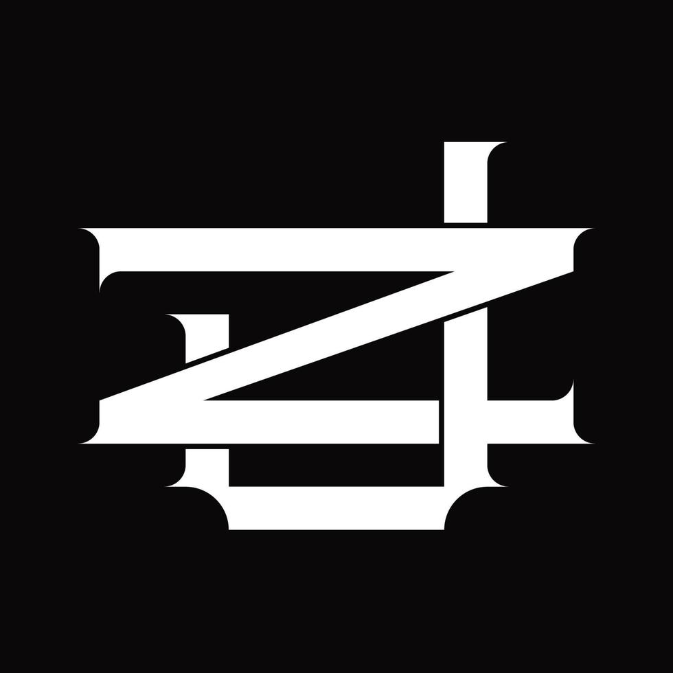 zj-Logo-Monogramm mit überlappender Vintage-Designvorlage im verknüpften Stil vektor