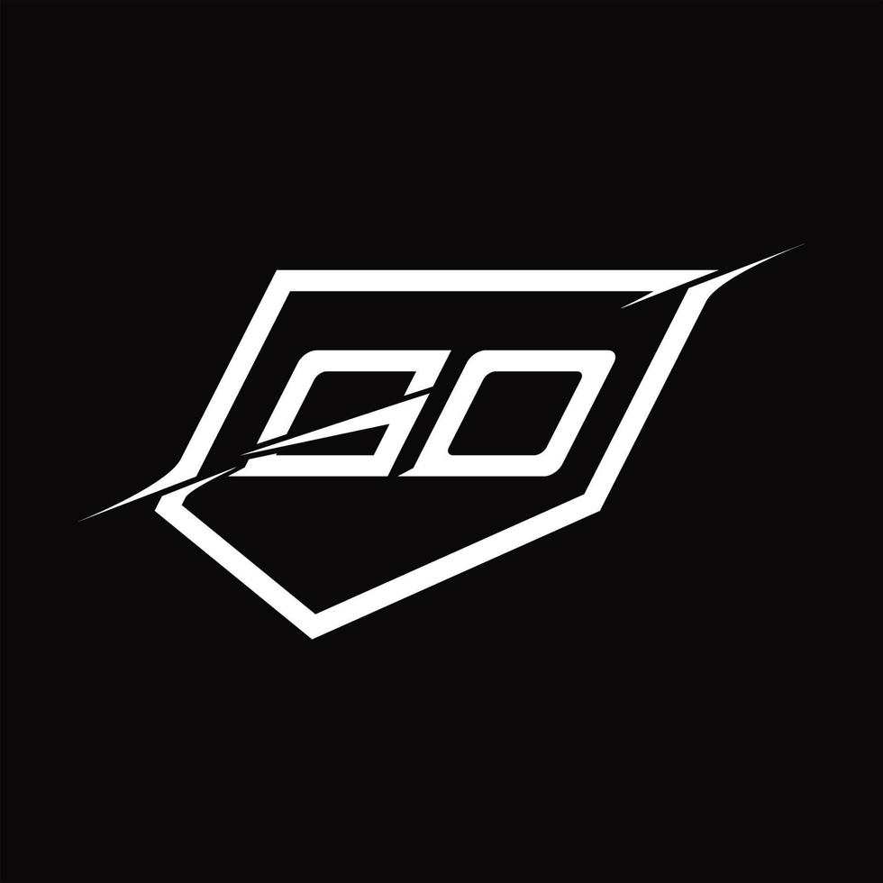 go logo monogrammbuchstabe mit schild- und scheibenstildesign vektor