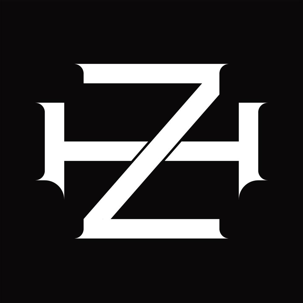 hz-Logo-Monogramm mit überlappender Vintage-Designvorlage im verknüpften Stil vektor
