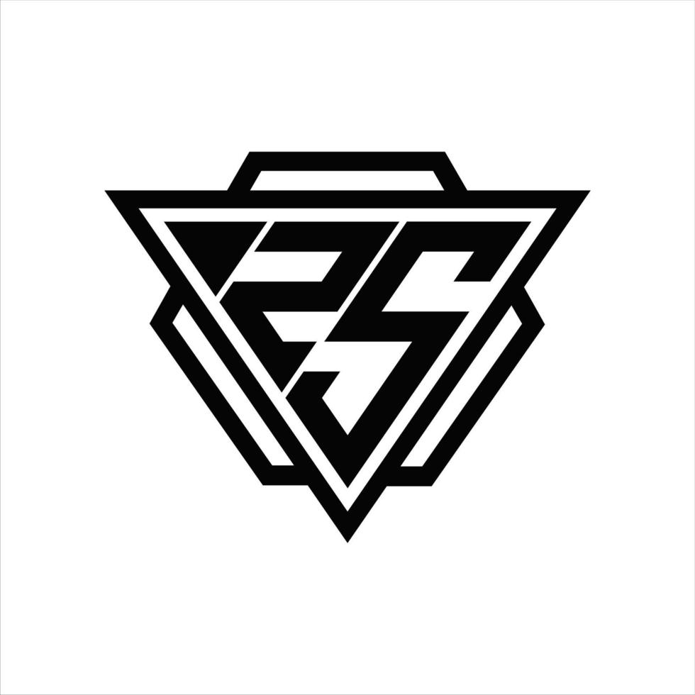 zs logotyp monogram med triangel och sexhörning mall vektor