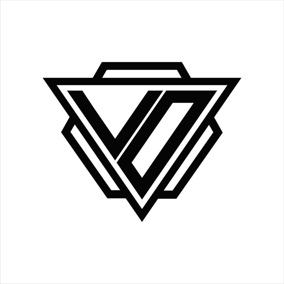 vo logotyp monogram med triangel och sexhörning mall vektor