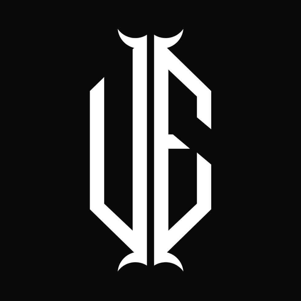 ue-Logo-Monogramm mit Hornform-Designvorlage vektor