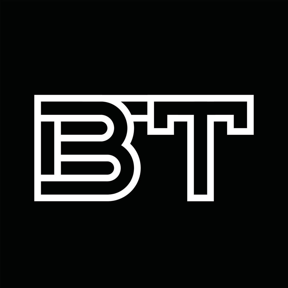 bt-logo-monogramm mit negativem raum im linienstil vektor