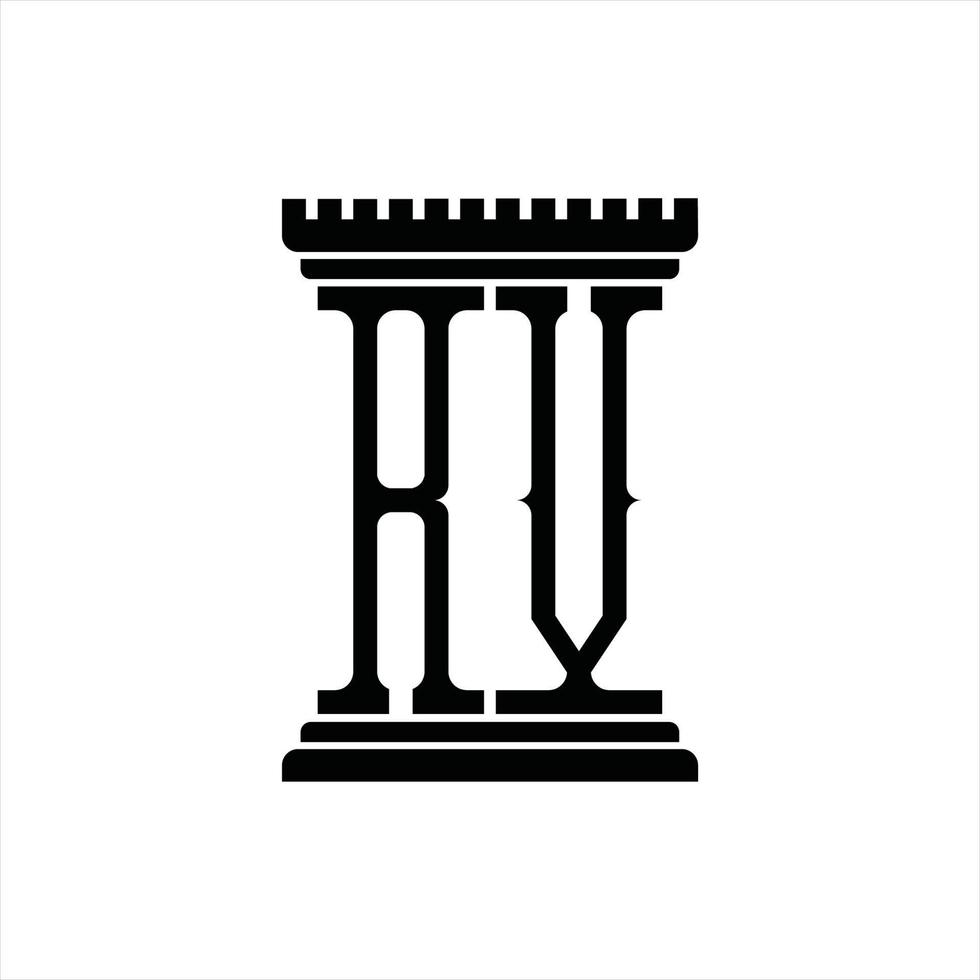 RV-Logo-Monogramm mit Designvorlage in Säulenform vektor