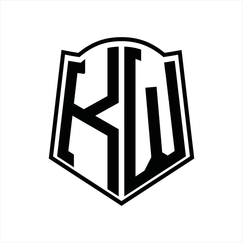 kw logotyp monogram med skydda form översikt design mall vektor