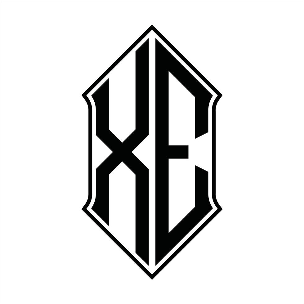 Xe-Logo-Monogramm mit Schildform und Umriss-Design-Vorlage Vektorsymbol abstrakt vektor