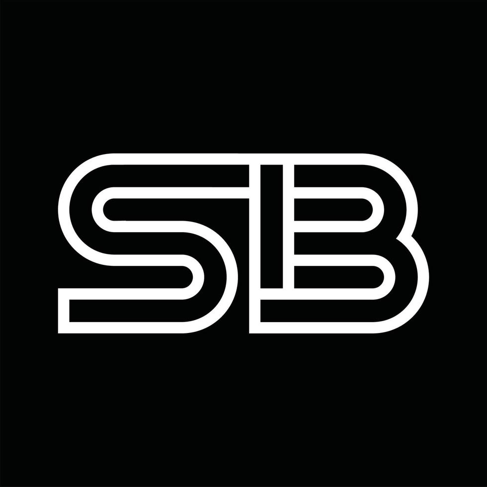 sb-Logo-Monogramm mit negativem Raum im Linienstil vektor