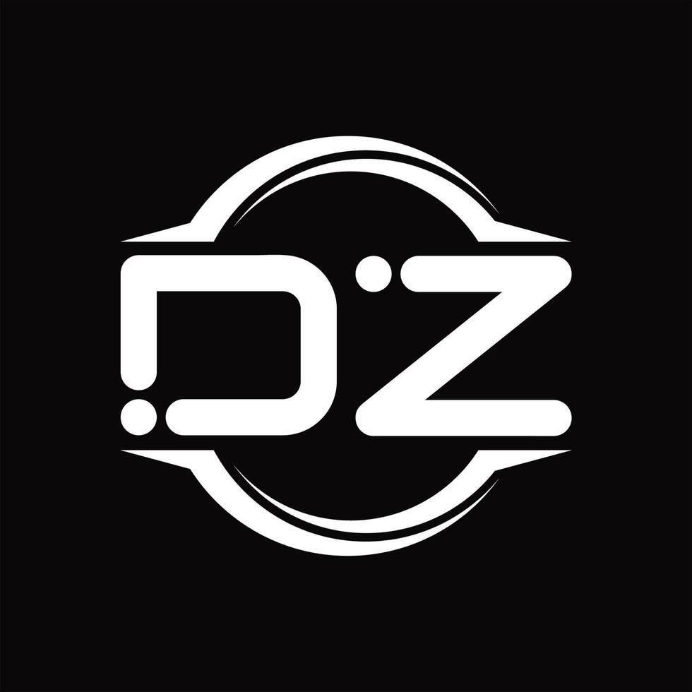 dz logotyp monogram med cirkel avrundad skiva form design mall vektor