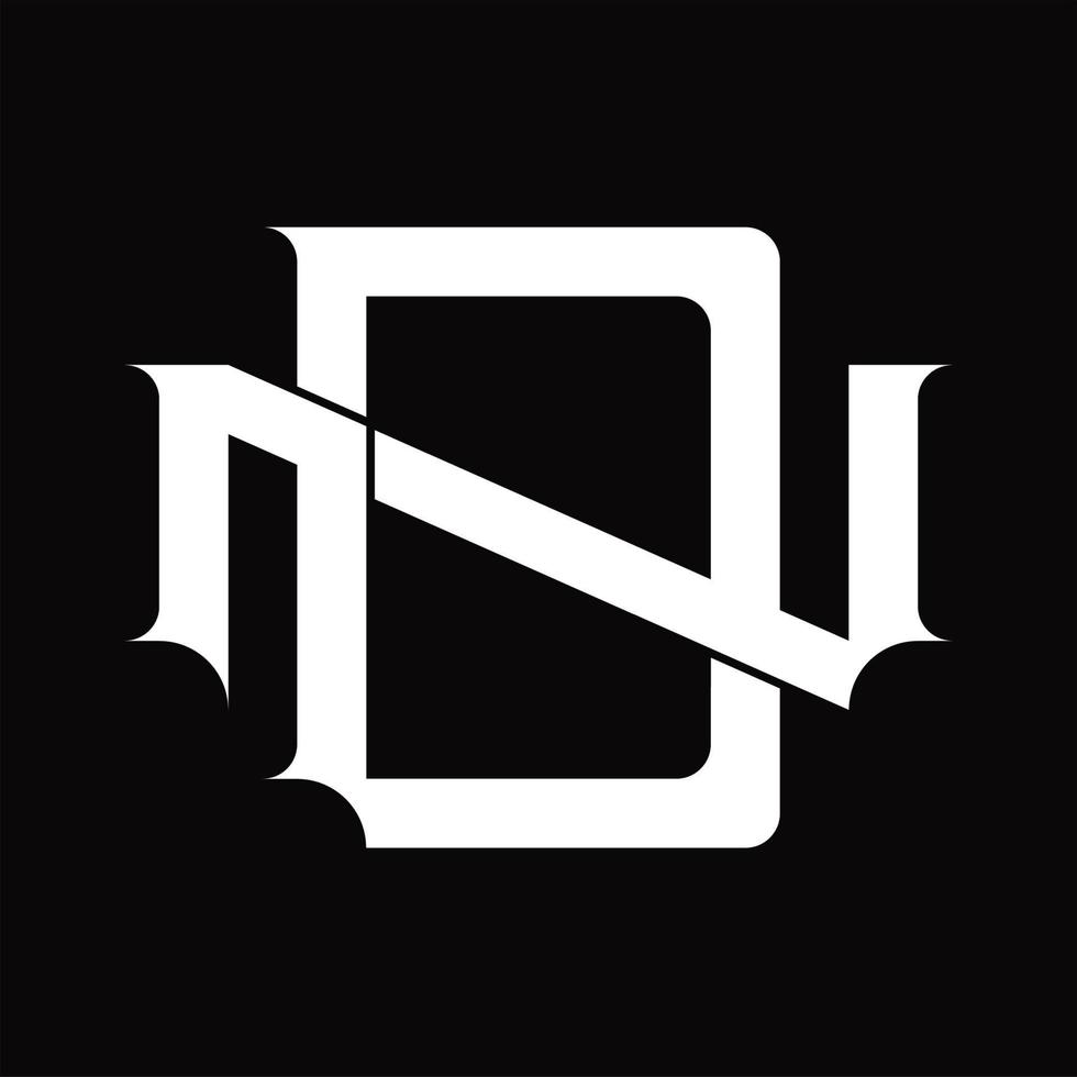 nd-Logo-Monogramm mit überlappender Vintage-Designvorlage im verknüpften Stil vektor