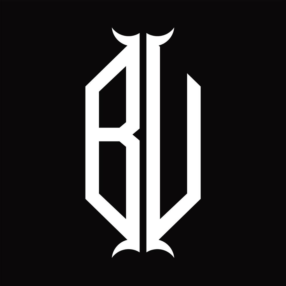 Bu-Logo-Monogramm mit Hornform-Designvorlage vektor