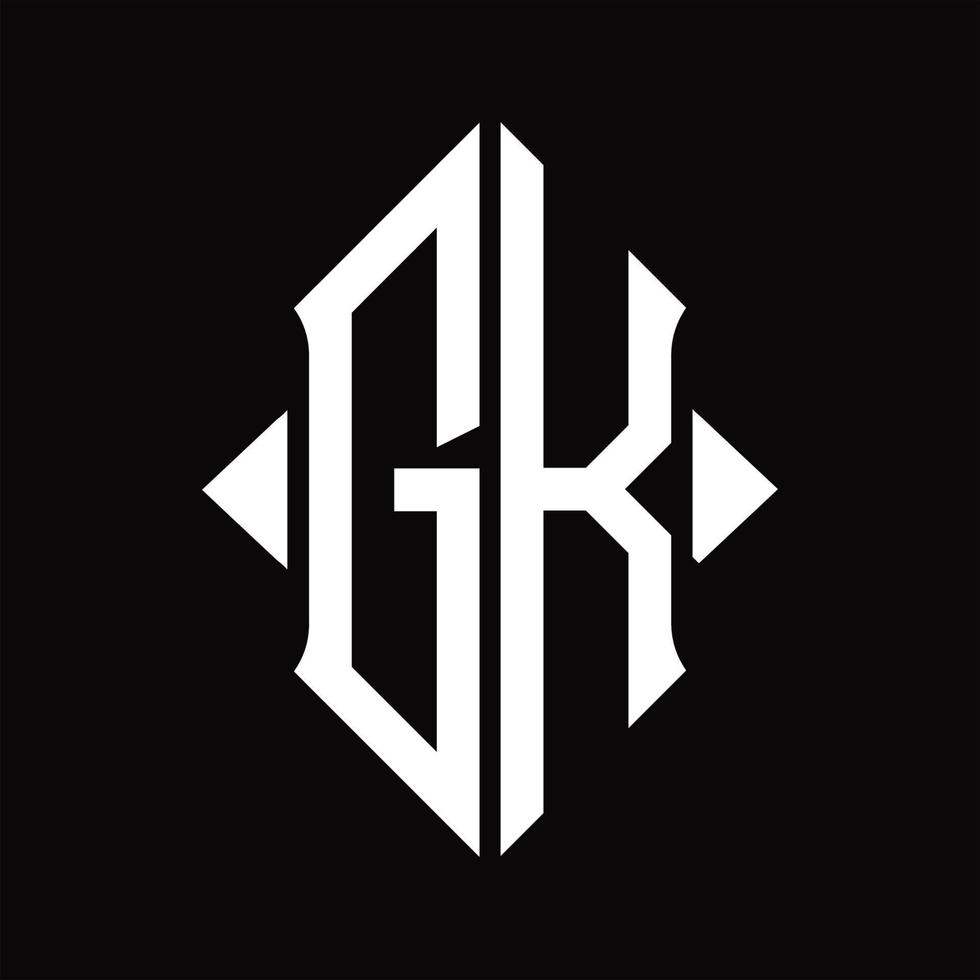 gk-Logo-Monogramm mit isolierter Designvorlage in Schildform vektor