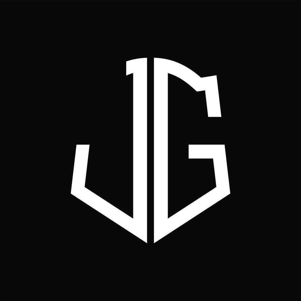 jg logotyp monogram med skydda form band design mall vektor