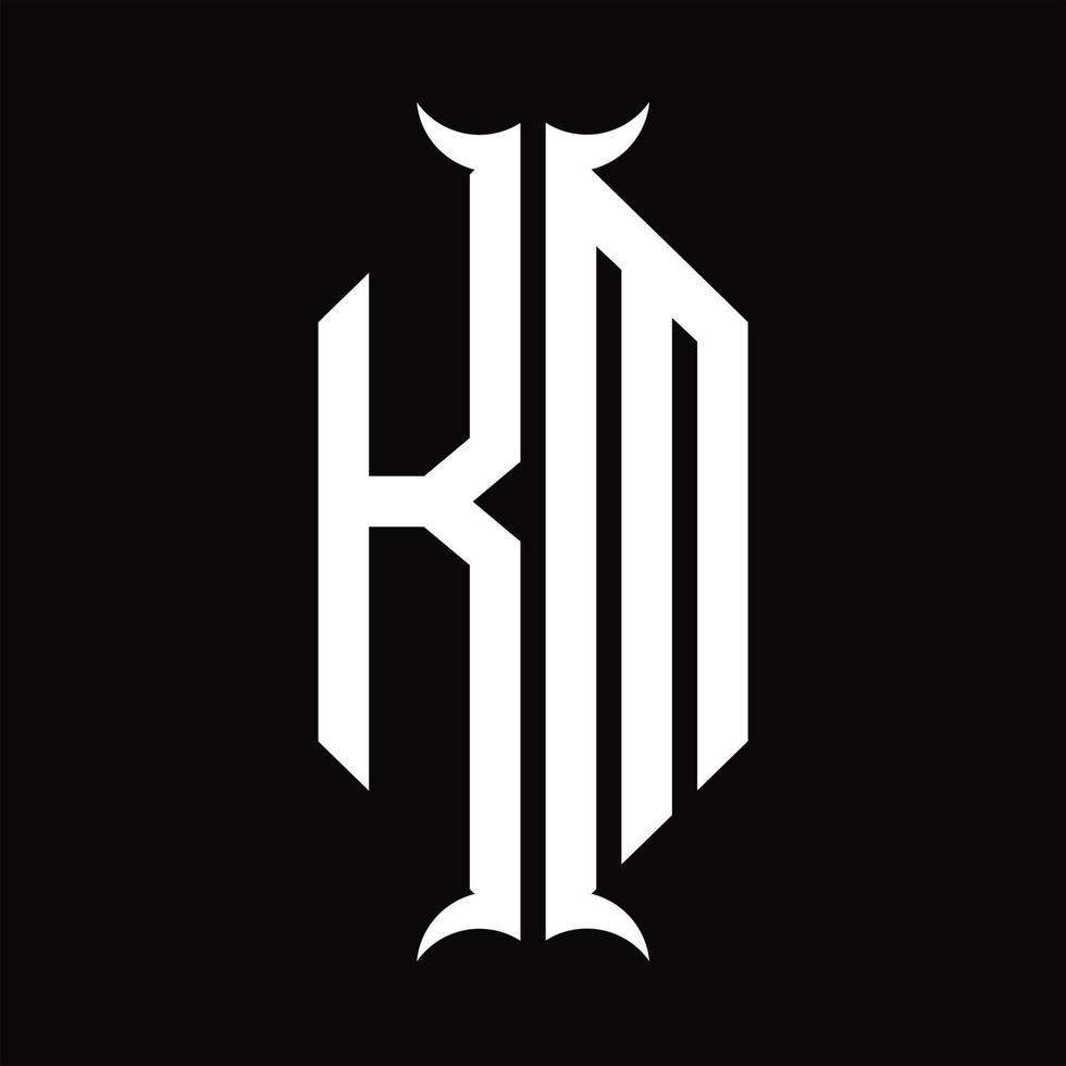 km-Logo-Monogramm mit Designvorlage in Hornform vektor
