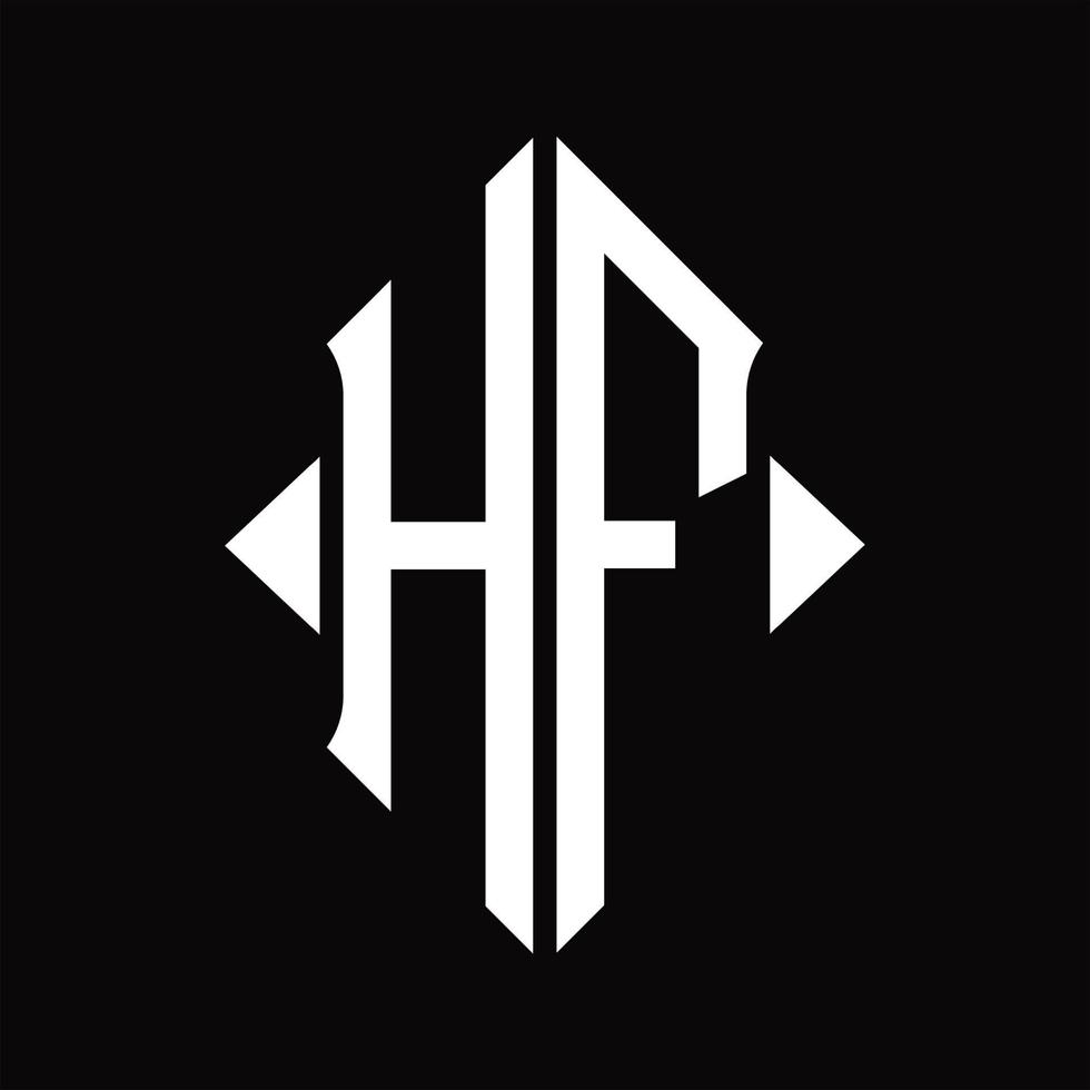 hf logotyp monogram med skydda form isolerat design mall vektor